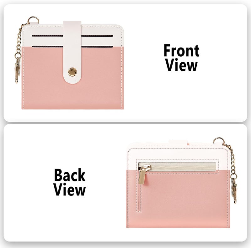 Airkit Small Wallets Woman RFID Blocking Leather Credit Card Holder - with ID Window - Card Wallets for Women - with Zipper Coin Purse - Keychain Wallet - Image 4